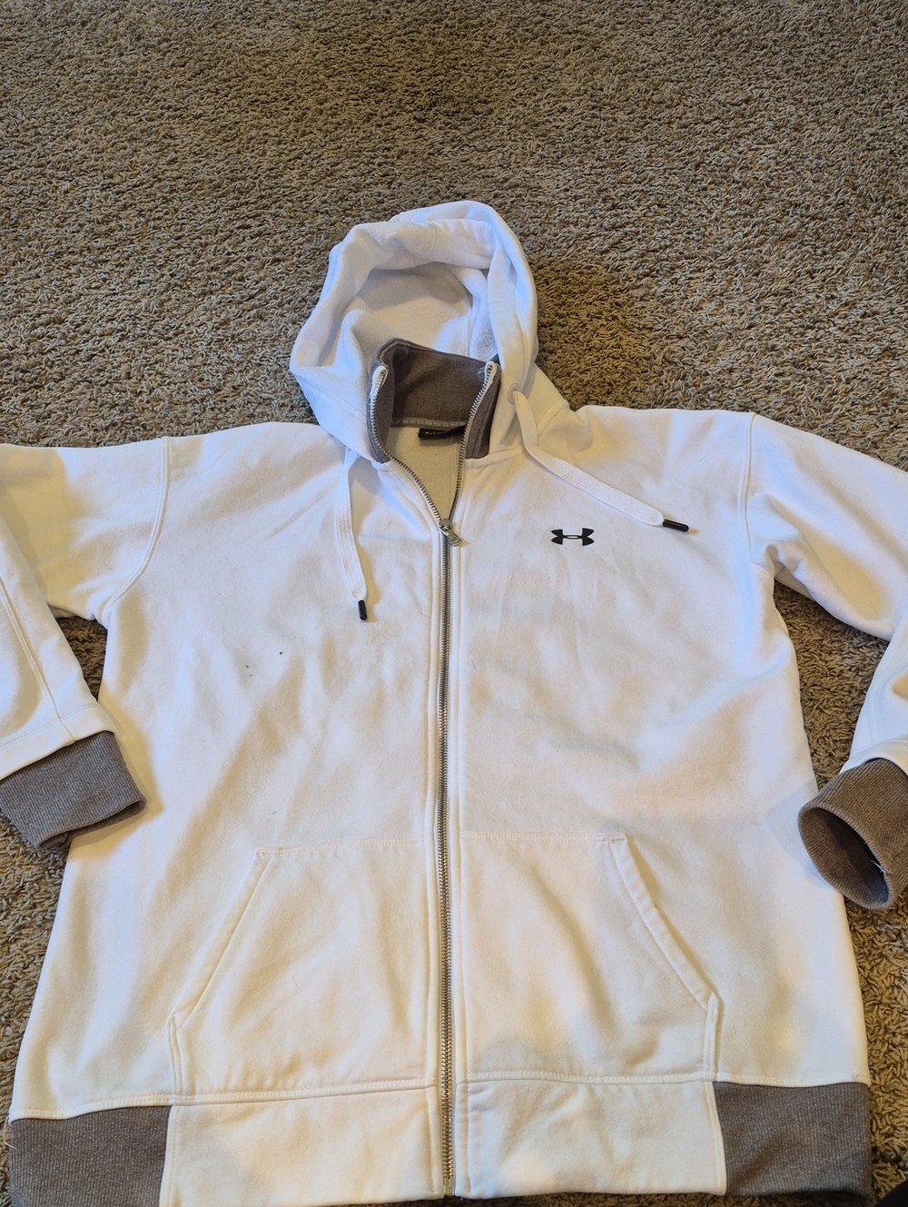 Under Armour White Hoodie with Gray Accents